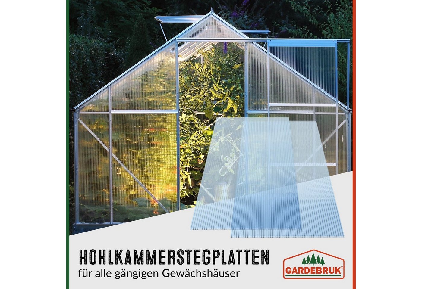Gardebruk Hohlkammerplatte, 10x Doppelstegplatten 6mm Zuschneidbar Polycarbonat Klar 121x60,5cm – Bild 3 von 5