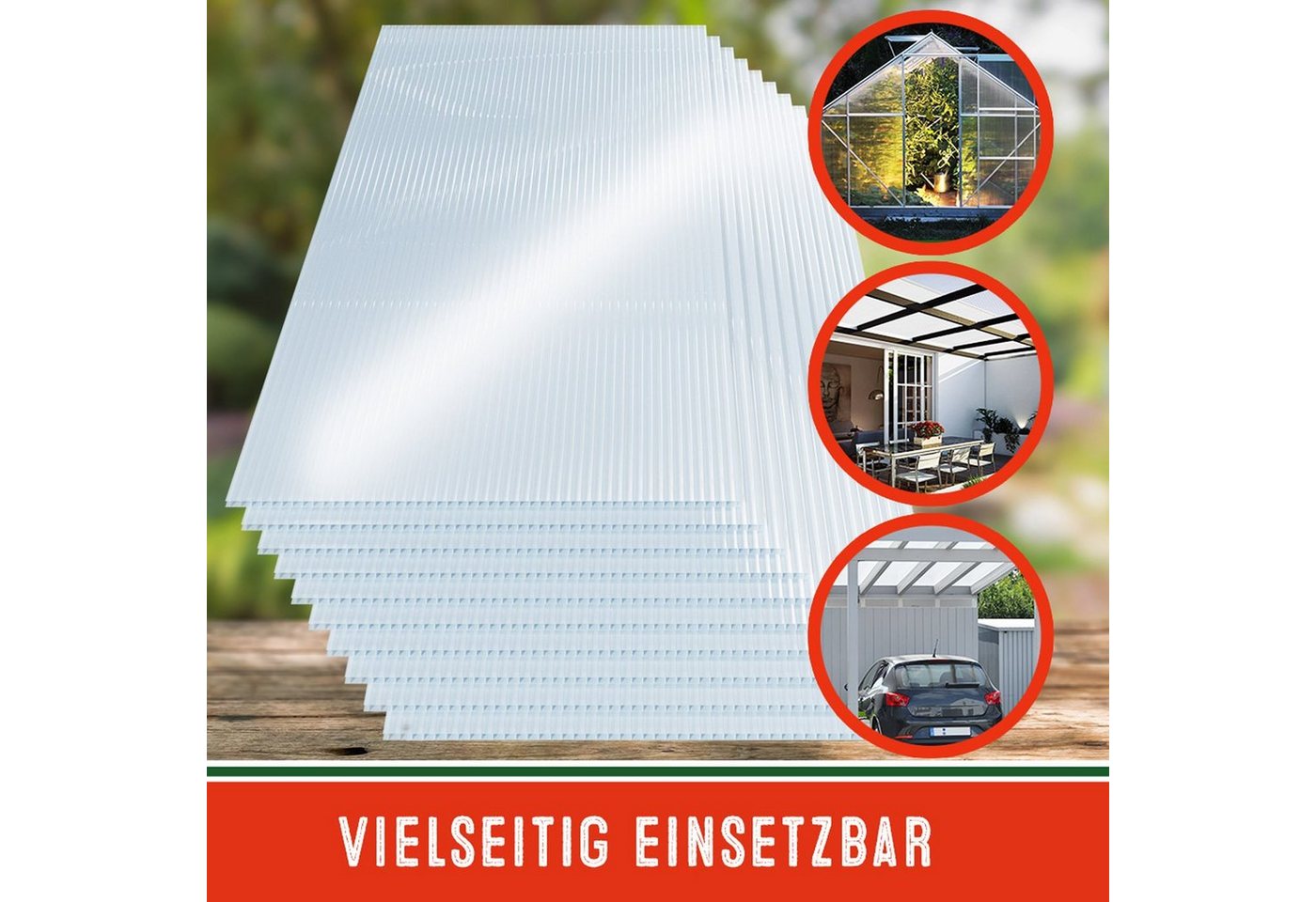 Gardebruk Hohlkammerplatte, 10x Doppelstegplatten 6mm Zuschneidbar Polycarbonat Klar 121x60,5cm – Bild 4 von 5