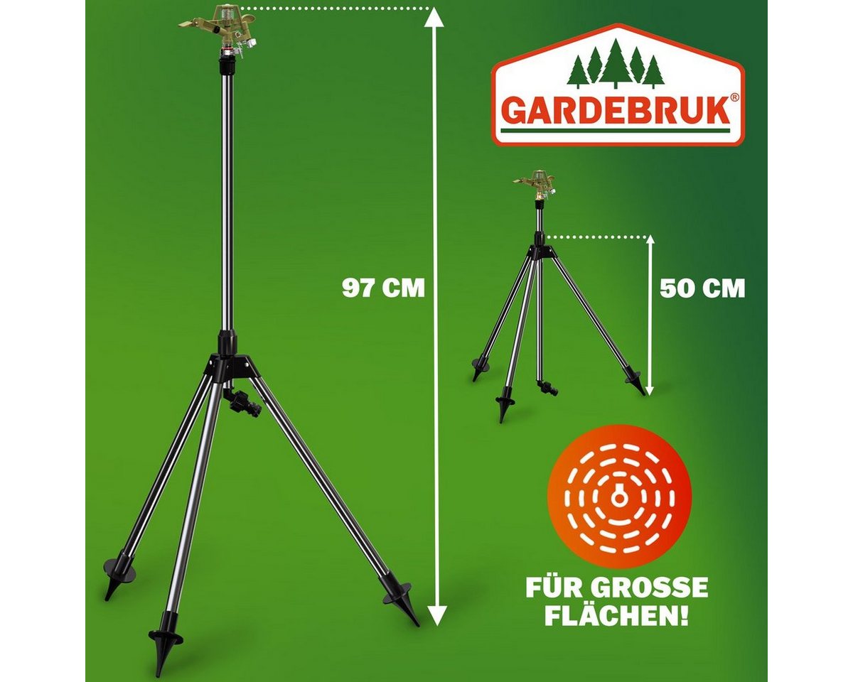 Gardebruk Kreisregner, Sprinkler Teleskopstativ Sprengweite bis 24m 360° Sprühaufsatz Garten – Bild 4 von 5