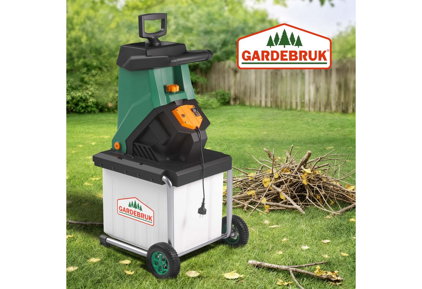 Gardebruk Messerhäcksler, Messerhäcksler 3100 W max. 40 mm Aststärke 50 L Auffangbox – Bild 2 von 5