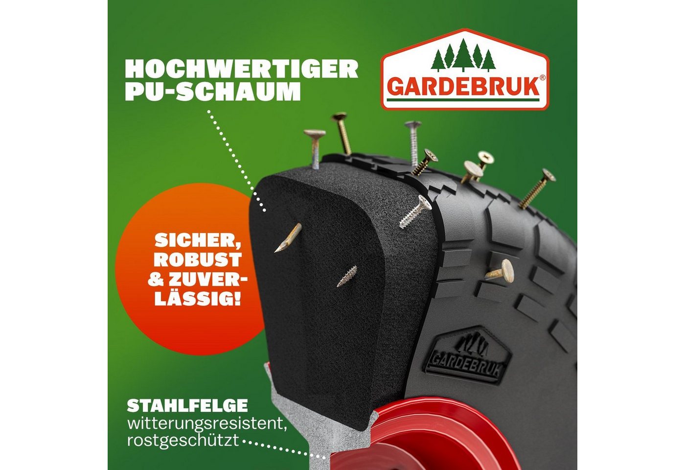Gardebruk Sackkarre, PU Vollgummireifen klappbar 200kg Stahl Transportkarre Transportwagen – Bild 3 von 5