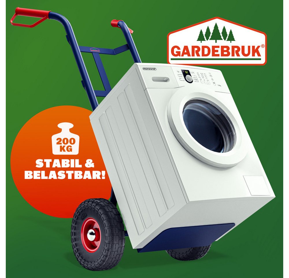 Gardebruk Sackkarre, PU Vollgummireifen klappbar 200kg Stahl Transportkarre Transportwagen – Bild 4 von 5