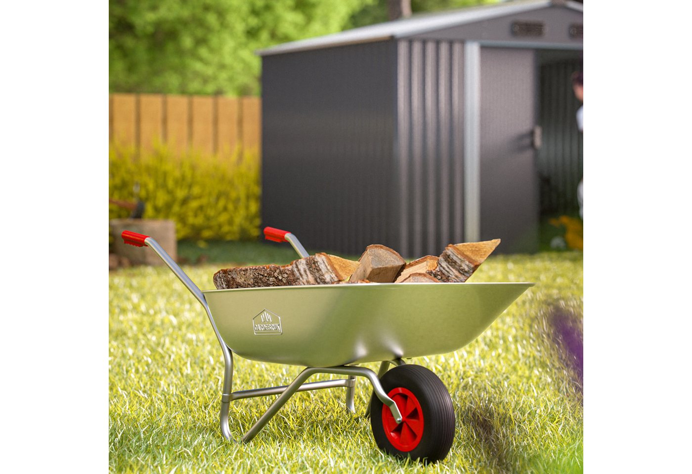 Gardebruk Schubkarre, Schubkarre Gartenkarre 80L verzinkt 80kg Bau Schiebkarre Luftreifen – Bild 4 von 5