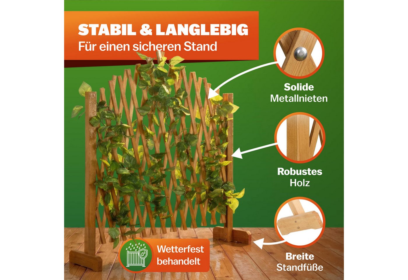 Gardebruk Spalier, 2 St., Rankgitter Gartenzaun bis 200 cm ausziehbar faltbar verstellbar Balkon – Bild 5 von 5