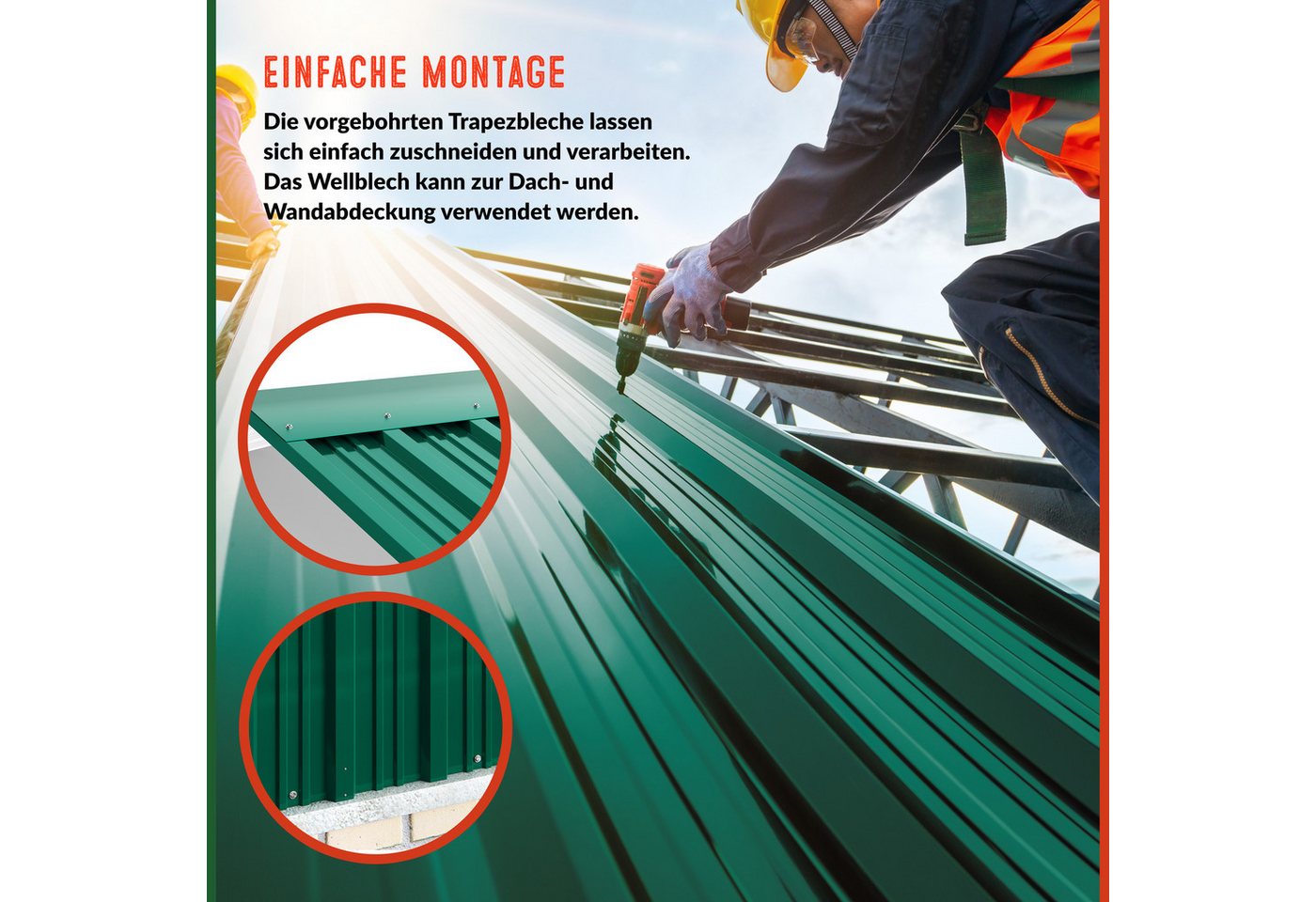 Gardebruk Wellplatte, 12x Trapezblech 129cm x 46cm = 7m² verzinkt Profilblech Dachblech – Bild 4 von 5