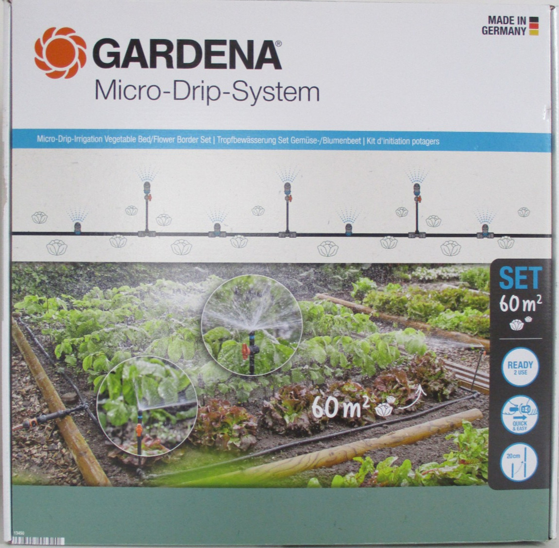 GARDEN 13450 MICRO-DRIP-SYSTEM TROPFBEWÄSSERUNG SET GEMÜSE-/BLUMENBEET, 60 M²