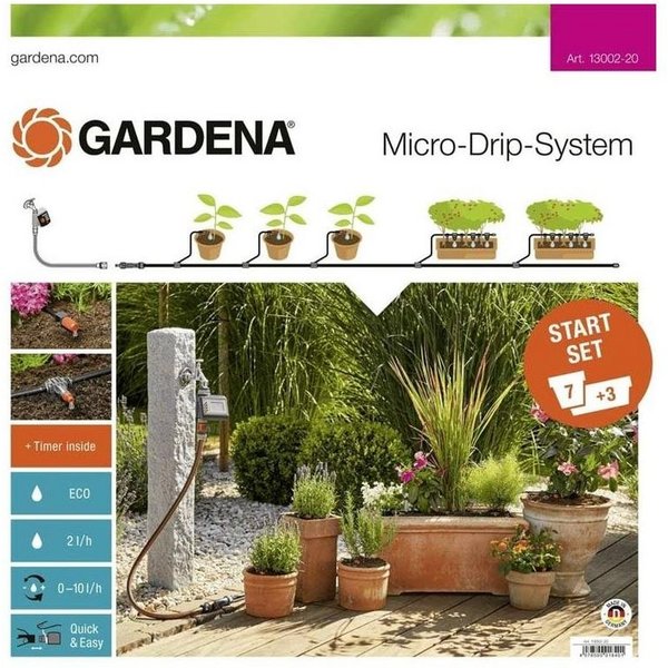 GARDENA Bewässerungssystem 13002-20 Micro-Drip-System Start-Set Pflanztöpfe
