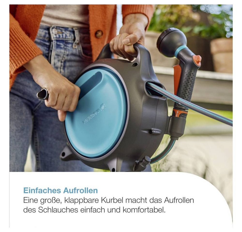 GARDENA Gartenschlauch Mobile Schlauchbox Move, 10 m + 1,5 m Gartenschlauchaufroller 270 mm – Bild 2 von 5