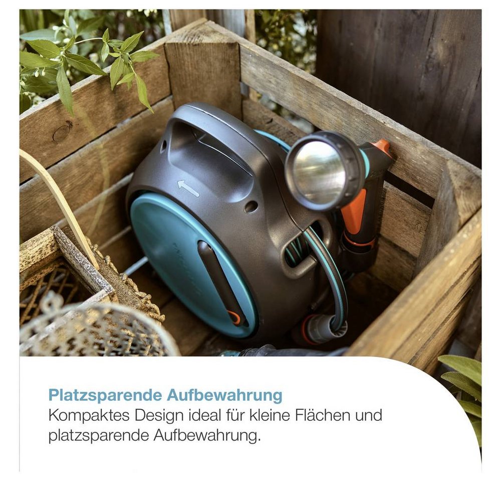 GARDENA Gartenschlauch Mobile Schlauchbox Move, 10 m + 1,5 m Gartenschlauchaufroller 270 mm – Bild 3 von 5