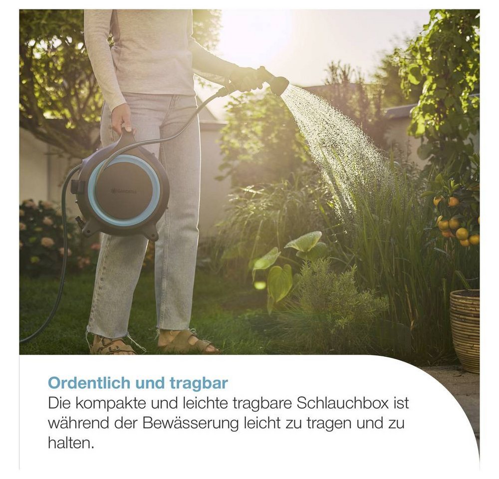 GARDENA Gartenschlauch Mobile Schlauchbox MoveMatic, 12 m + 1,5 m Gartenschlauchaufroller 270 – Bild 2 von 5