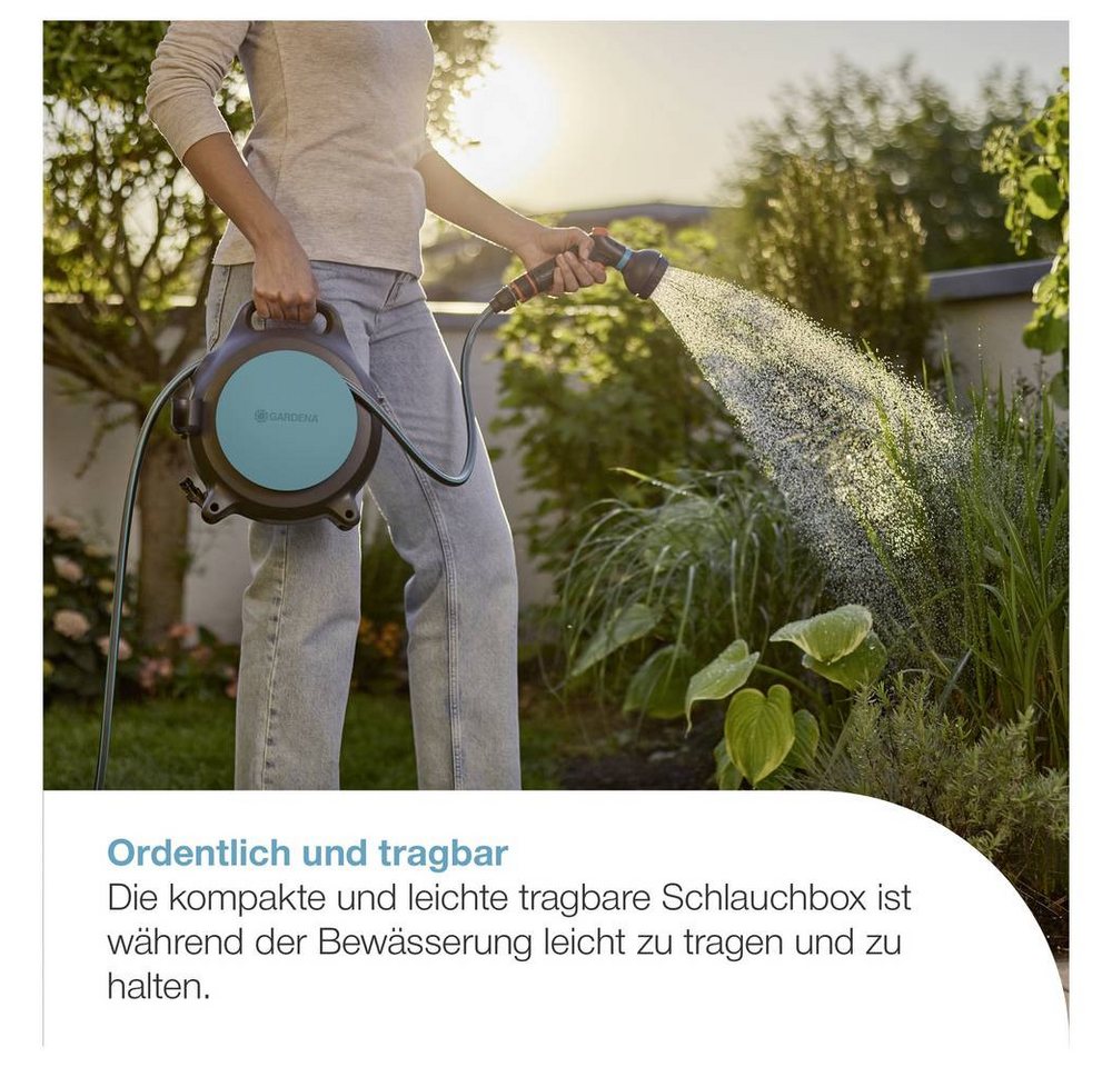 GARDENA Gartenschlauch Mobile Schlauchbox MoveMatic, 12 m + 1,5 m Gartenschlauchaufroller 270 – Bild 5 von 5