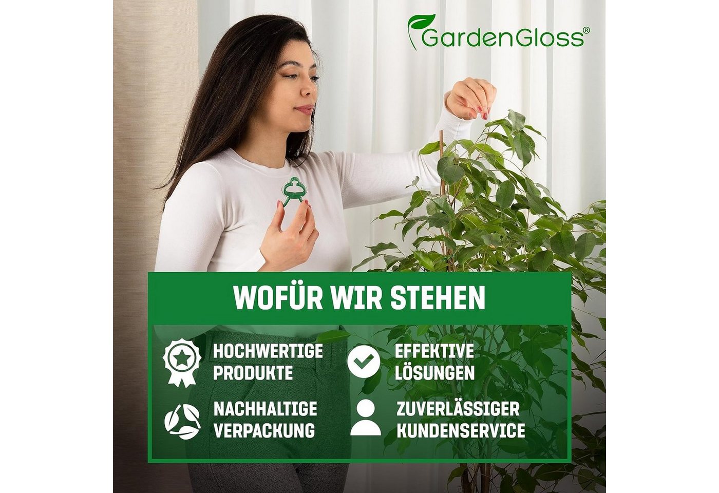 GardenGloss Gartenpflege-Set Pflanzenclips Klein - Einfache Rankhilfe für Tomaten, Rosen, Gurken – Bild 5 von 5