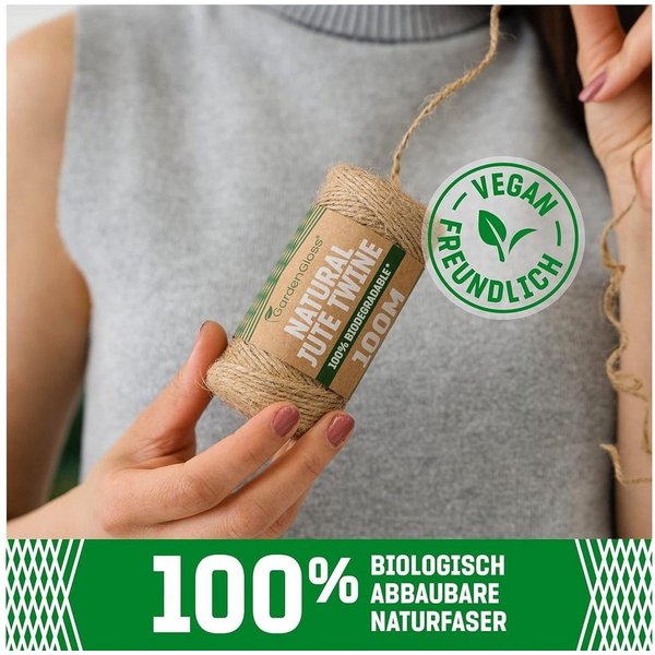 GardenGloss Juteschnur: 100% Biologisch Abbaubar, Für Garten, DIY, Geschenke Zwirn