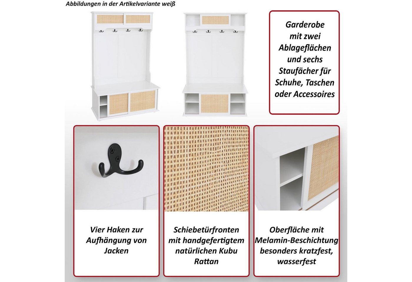 MCW Garderobe MCW-P25, Mit Fußbodenschonern – Bild 4 von 5