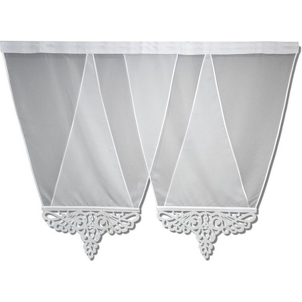 Gardinen by Justyna Scheibengardine 2er V Panel Voile Spitze (2 St), Kräuselband, transparent, Voile, Modern,Panelgardine,Paneele,Fertiggardine,Fensterdeko,Schi