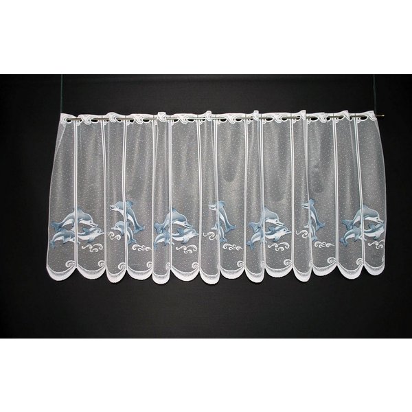 Gardinen Kranzusch Scheibengardine Delfin (1 St), Stangendurchzug, transparent, Stablöcher,transparent,verschiedene Höhen, Breiten, Farben