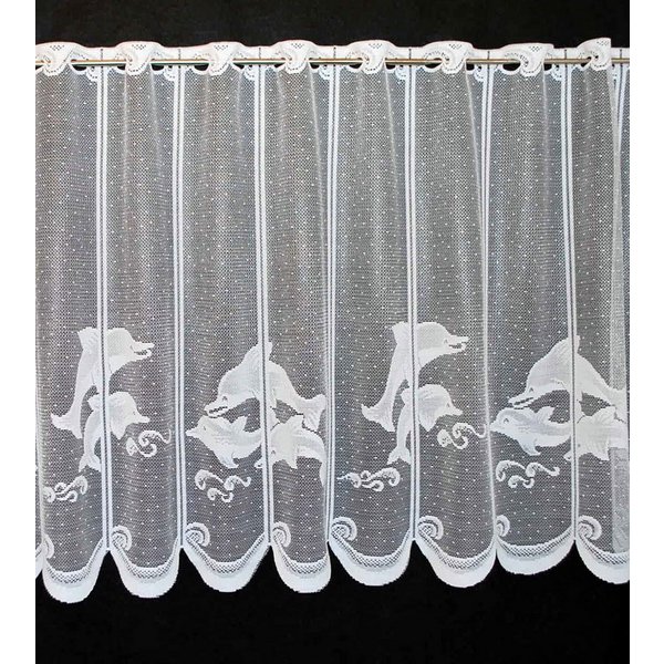 Gardinen Kranzusch Scheibengardine Delfin (1 St), Stangendurchzug, transparent, Stablöcher,transparent,verschiedene Höhen, Breiten, Farben