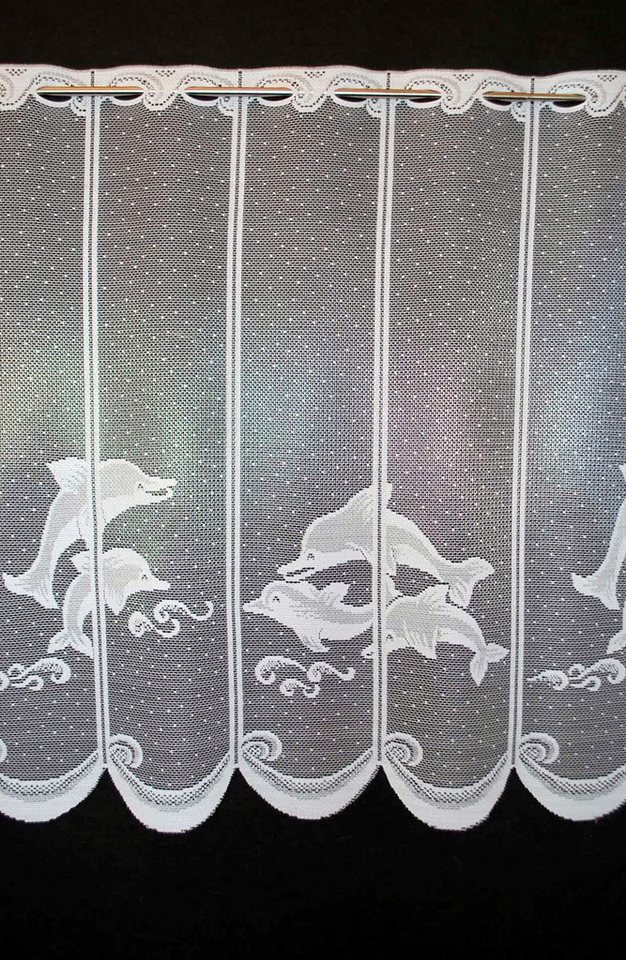 Gardinen Kranzusch Scheibengardine Delfin (1 St), Stangendurchzug, transparent, Stablöcher,transparent,verschiedene Höhen, Breiten, Farben – Bild 4 von 5