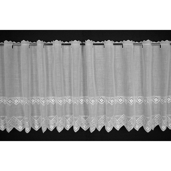 Gardinen Kranzusch Scheibengardine gezackter Abschluss (1 St), Stangendurchzug, transparent, Stablöcher,transparent,verschiedene Höhen, Breiten