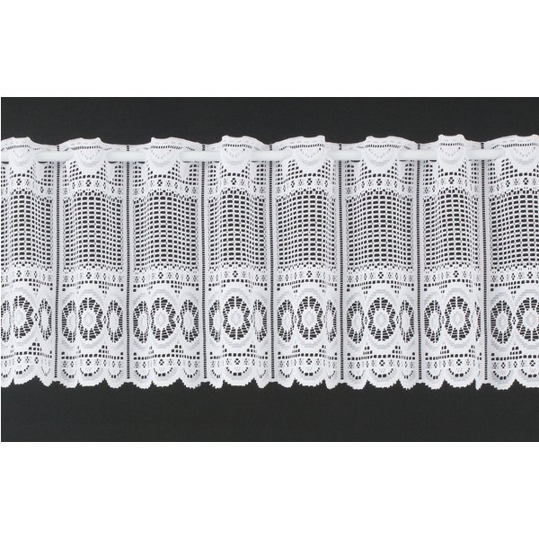 Gardinen Kranzusch Scheibengardine Jacquard gebogt Abschluss (1 St), Stangendurchzug, transparent, Stablöcher,transparent,verschiedene Höhen, Breiten