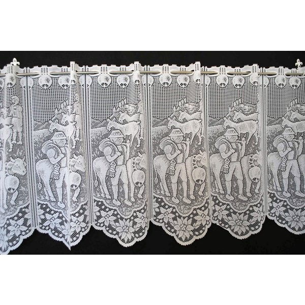 Gardinen Kranzusch Scheibengardine Kühe u. Alphirte (1 St), Stangendurchzug, transparent, Stablöcher,transparent,verschiedene Höhen, Breiten