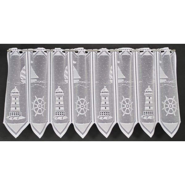 Gardinen Kranzusch Scheibengardine Leuchtturm (1 St), Stangendurchzug, transparent, Stablöcher,transparent,verschiedene Höhen, Breiten, Farben