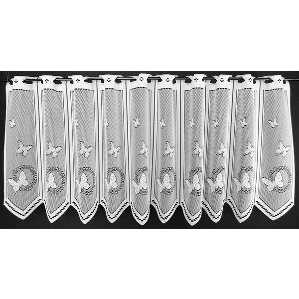 Gardinen Kranzusch Scheibengardine Schmetterlinge (1 St), Stangendurchzug, transparent, Stablöcher,transparent,verschiedene Höhen, Breiten