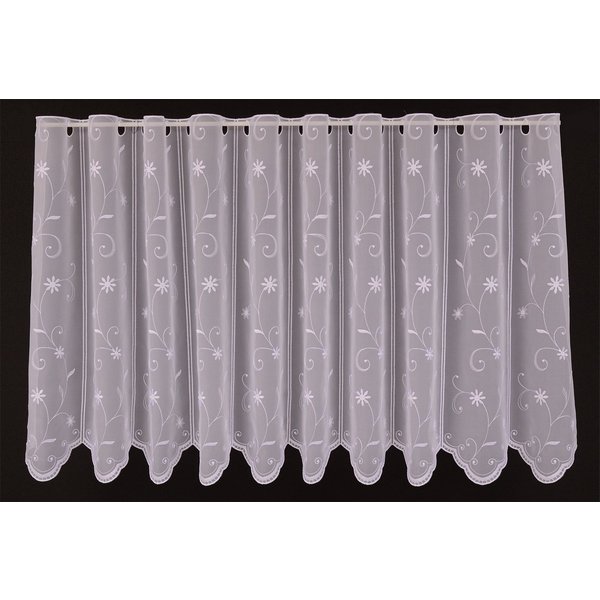 Gardinen Kranzusch Scheibengardine Voile mit feiner Blumenranke (1 St), Stangendurchzug, transparent, Stablöcher,transparent,verschiedene Höhen, Breiten