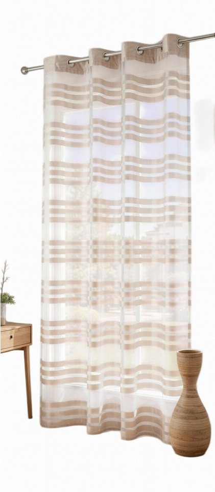 Gardinenbox Gardine (1 St), Ösen, transparent, Organza, Schal Organza Querstreifen 89133 – Bild 2 von 5