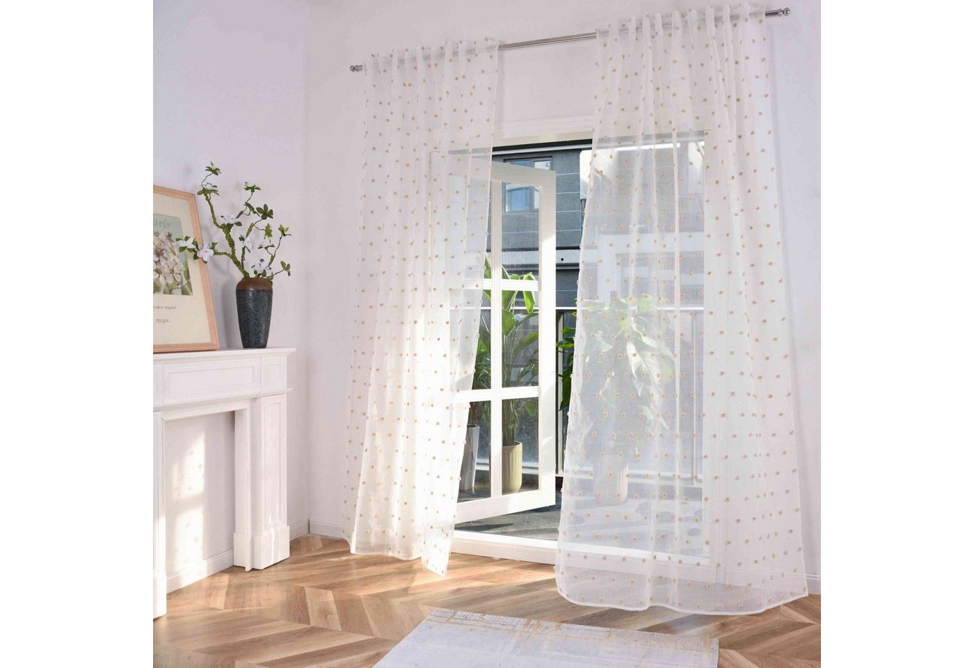 Gardinenbox Gardine (1 St), Multifunktionsband, transparent, Polyester, Pompon »VALENCIA« Multiband Scherli 2023460 – Bild 2 von 5