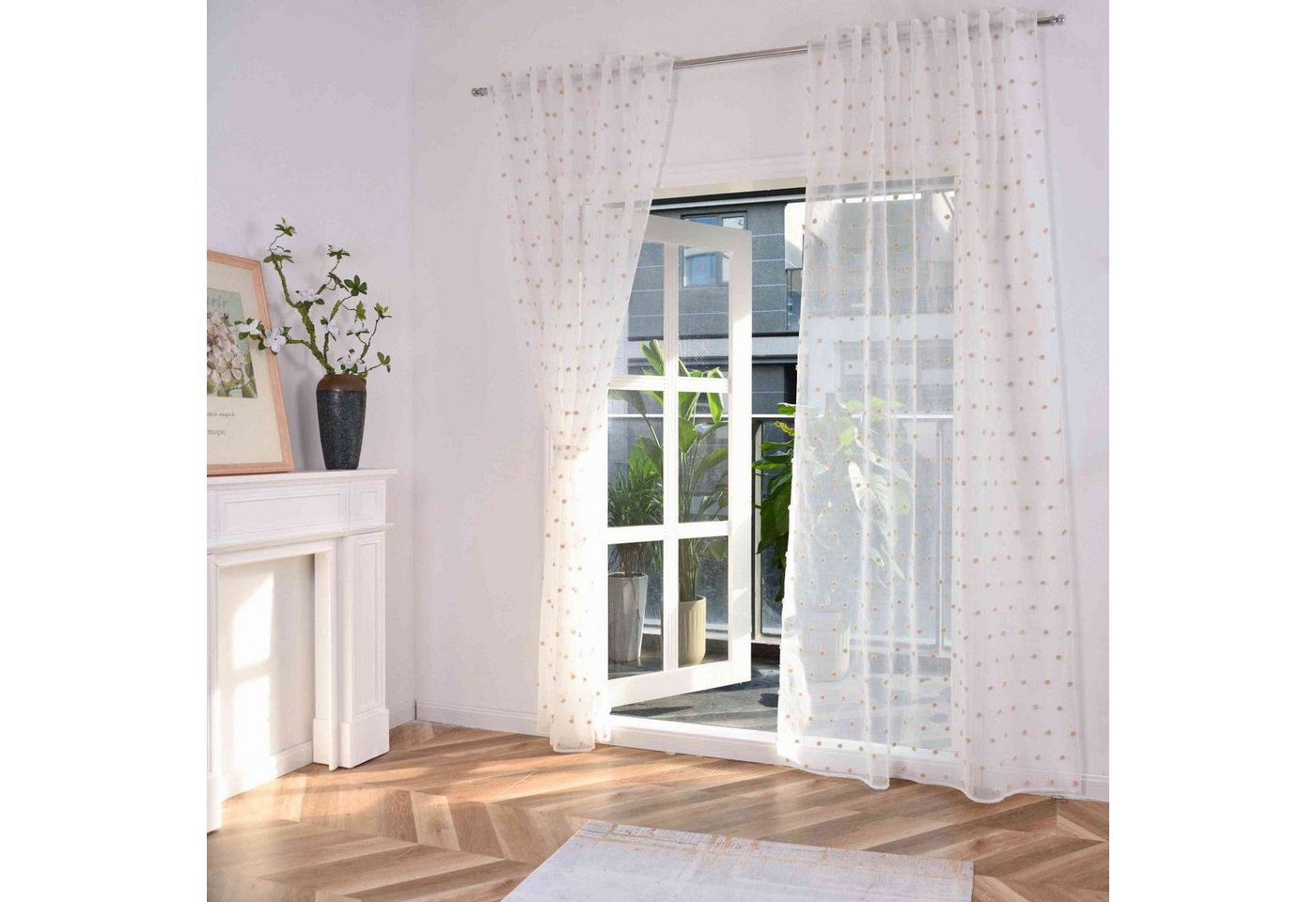 Gardinenbox Gardine (1 St), Multifunktionsband, transparent, Polyester, Pompon »VALENCIA« Multiband Scherli 2023460 – Bild 3 von 5