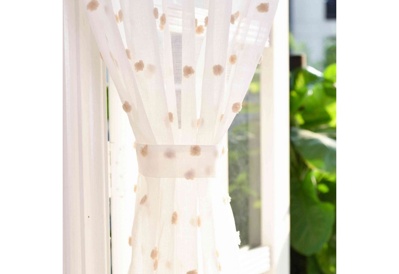 Gardinenbox Gardine (1 St), Multifunktionsband, transparent, Polyester, Pompon »VALENCIA« Multiband Scherli 2023460 – Bild 4 von 5