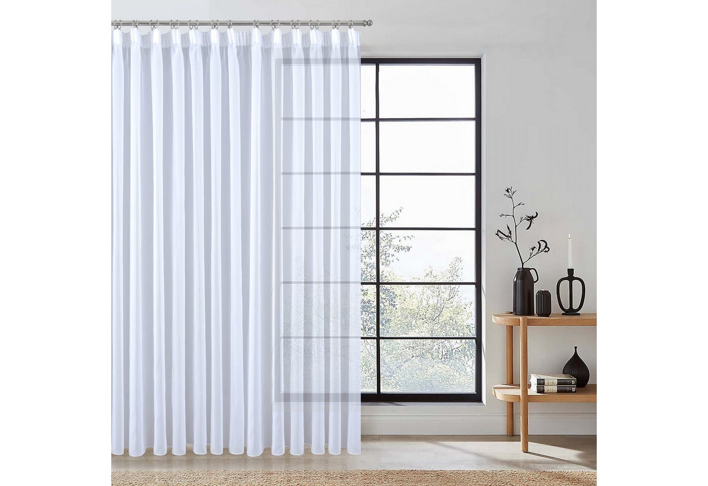 Gardinenbox Gardine (1 St), Kräuselband, transparent, Voile, Store transparent Bleibandabschluss 610011N – Bild 4 von 5