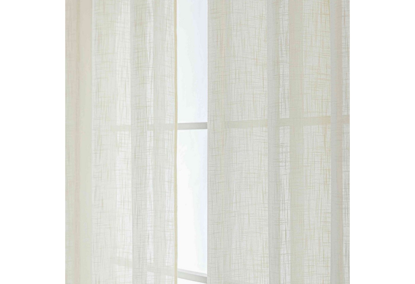 Gardinenbox Gardine (1 St), Ösen, halbtransparent, Polyester, Gardine Ösen Grobfaser Linen-Struktur »Seoul« 2024110 – Bild 3 von 5