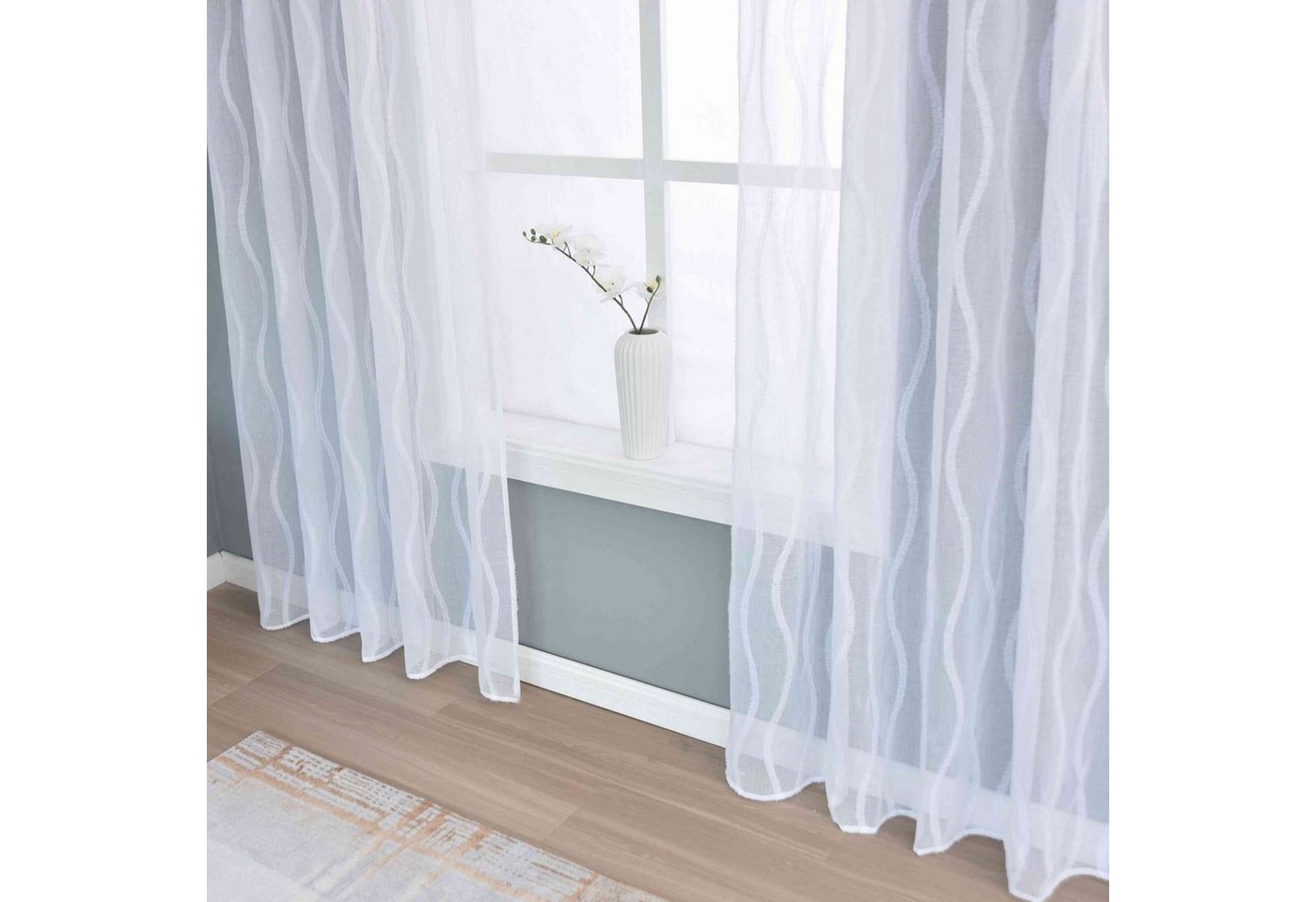 Gardinenbox Gardine (1 St), Multifunktionsband, transparent, Polyester, Waves »VALENCIA« Multiband Scherli 2023420 – Bild 3 von 5