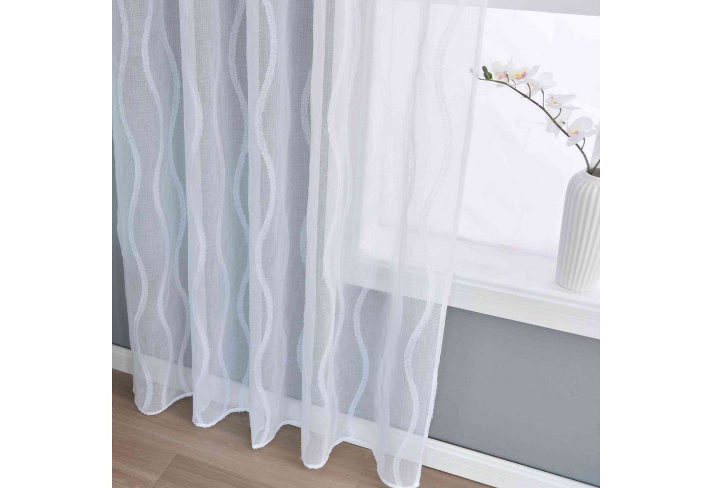 Gardinenbox Gardine (1 St), Multifunktionsband, transparent, Polyester, Waves »VALENCIA« Multiband Scherli 2023420 – Bild 5 von 5