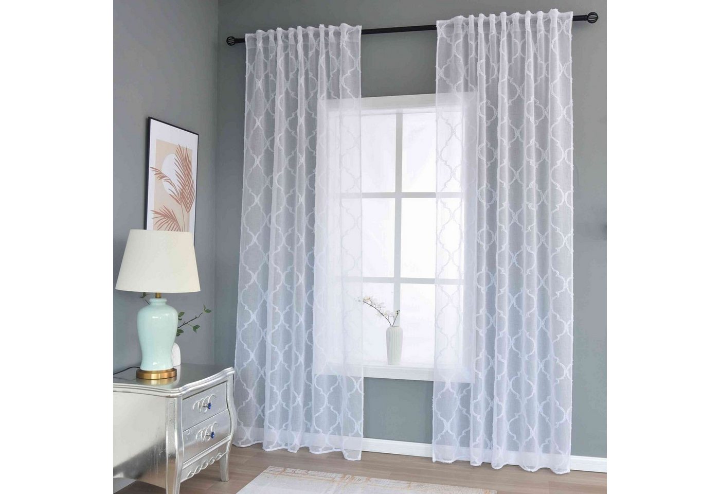 Gardinenbox Gardine (1 St), Multifunktionsband, transparent, Polyester, Lacework »VALENCIA« Multiband Scherli 2023440 – Bild 2 von 5
