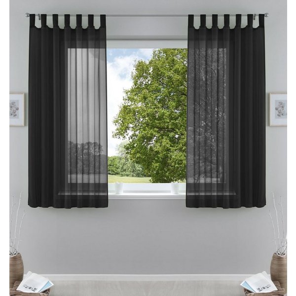 Gardinenbox Gardine (2 St), Schlaufen, transparent, Voile, Transparent Vorhang Set Voile Bleibandabschluss 61000CN