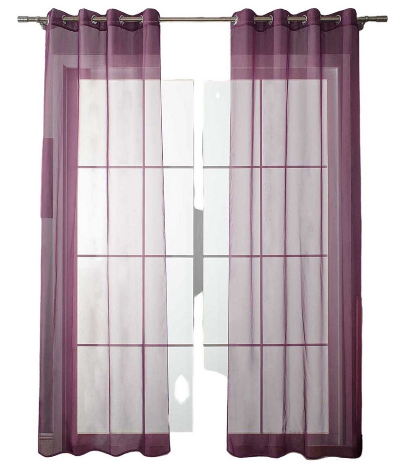 Gardinenbox Gardine (2 St), Ösen, transparent, Voile, Ösenvorhänge Voile »Uni« Bleibandabschluß 20332-cn2 – Bild 2 von 5