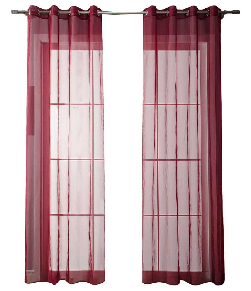 Gardinenbox Gardine (2 St), Ösen, transparent, Voile, Ösenvorhänge Voile »Uni« Bleibandabschluß 20332-cn2 – Bild 2 von 5