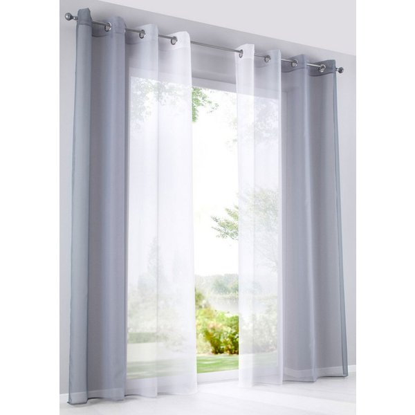 Gardinenbox Gardine (2 St), Ösen, transparent, Voile, Farbverlauf Vertikal »Modena« Voile Raffhalter 10000183
