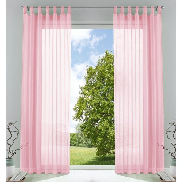 Gardinenbox Gardine (2 St), Schlaufen, transparent, Voile, Transparent Vorhang Set Voile Bleibandabschluss 61000CN