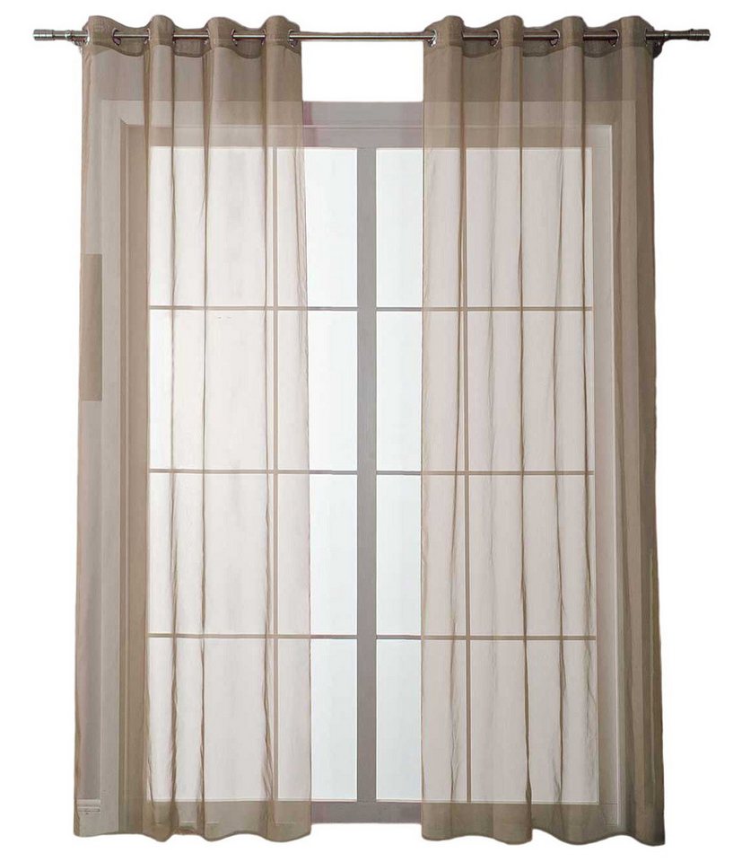 Gardinenbox Gardine (2 St), Ösen, transparent, Voile, Ösenvorhänge Voile »Uni« Bleibandabschluß 20332-cn2 – Bild 2 von 5
