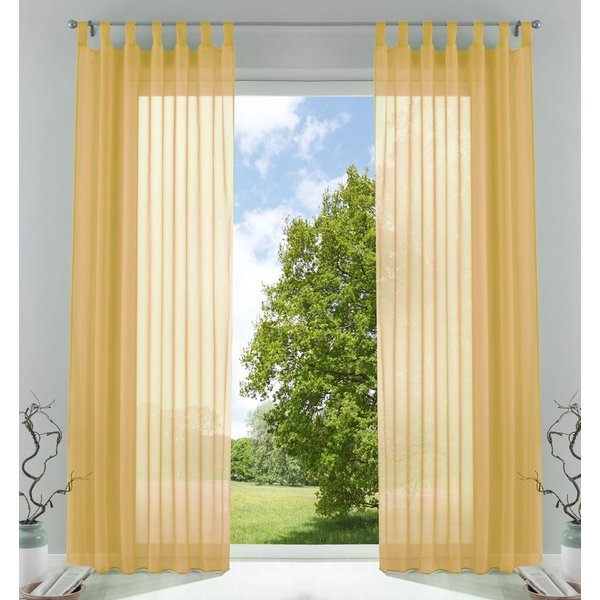 Gardinenbox Gardine (2 St), Schlaufen, transparent, Voile, Transparent Vorhang Set Voile Bleibandabschluss 61000CN