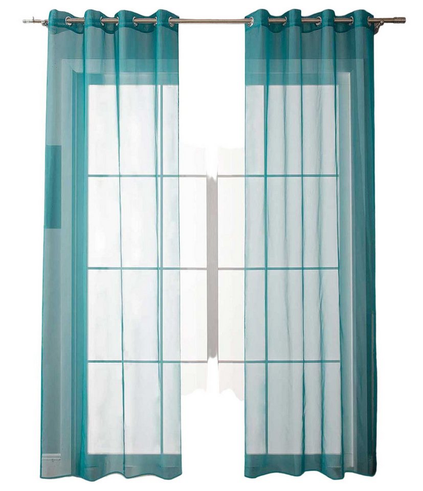 Gardinenbox Gardine (2 St), Ösen, transparent, Voile, Ösenvorhänge Voile »Uni« Bleibandabschluß 20332-cn2 – Bild 2 von 5