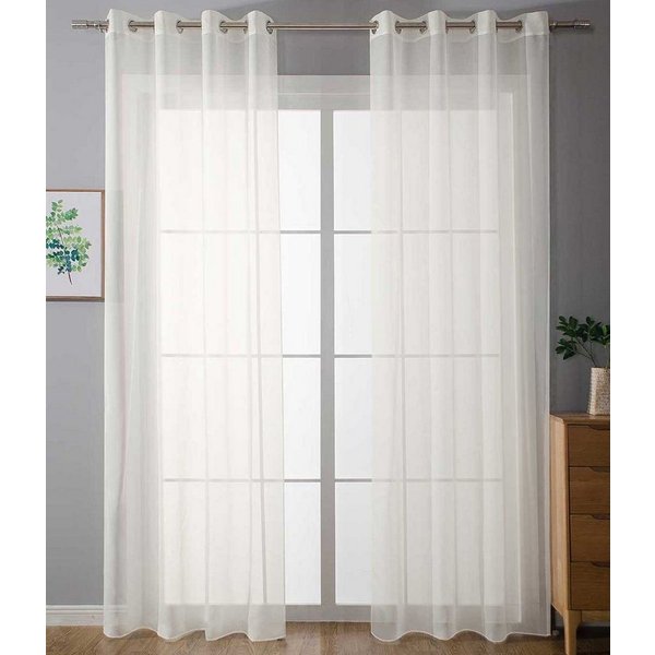 Gardinenbox Gardine (2 St), Ösen, transparent, Voile, Ösenvorhänge Voile »Uni« Bleibandabschluß 20332-cn2
