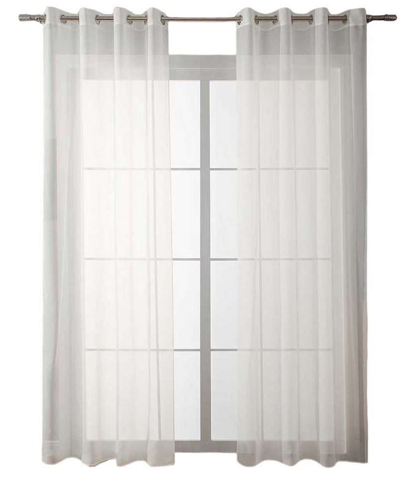 Gardinenbox Gardine (2 St), Ösen, transparent, Voile, Ösenvorhänge Voile »Uni« Bleibandabschluß 20332-cn2 – Bild 2 von 5