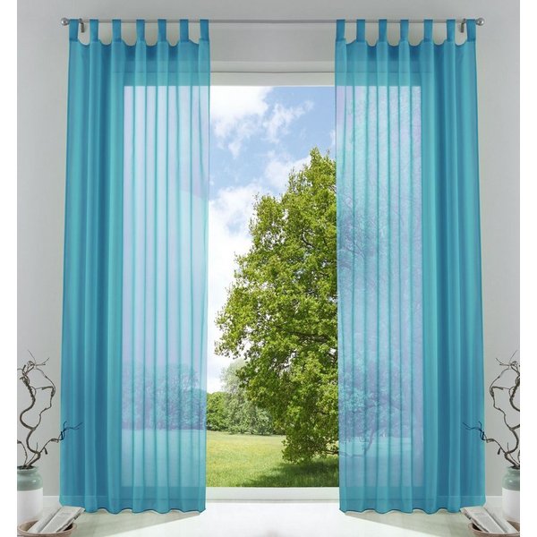 Gardinenbox Gardine (2 St), Schlaufen, transparent, Voile, Transparent Vorhang Set Voile Bleibandabschluss 61000CN