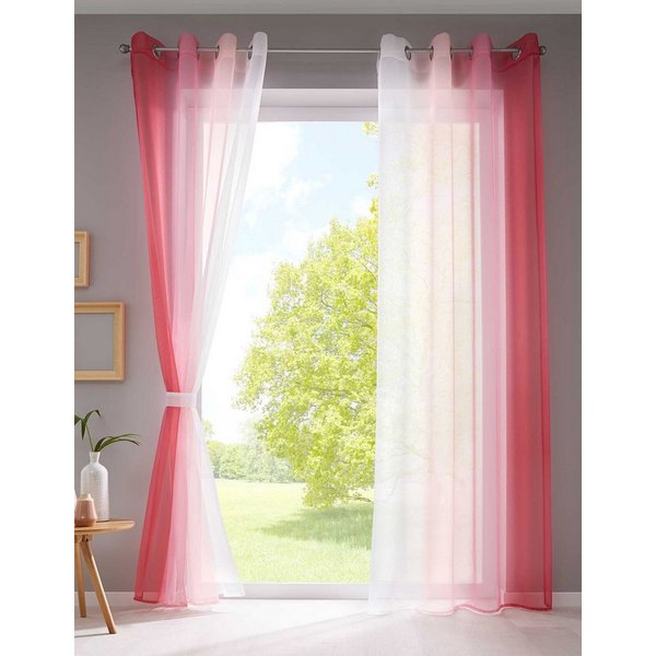 Gardinenbox Gardine (2 St), Ösen, transparent, Voile, Farbverlauf Vertikal »Modena« Voile Raffhalter 10000183