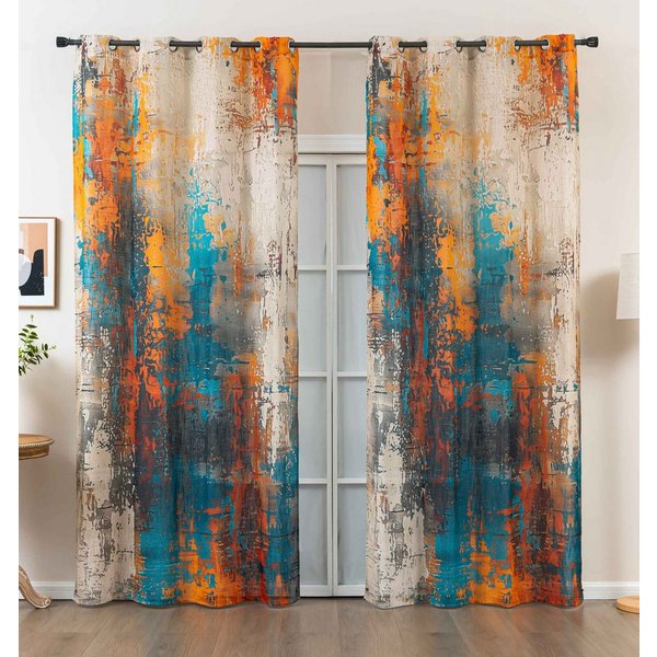 Gardinenbox Gardine (2 St), Ösen, halbtransparent, Polyester, Grobfaser »Seoul Collection« Digital Druck 2024120-2
